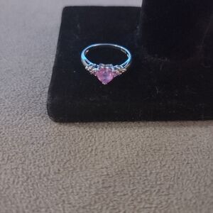 Pink rhinestone heart ring
